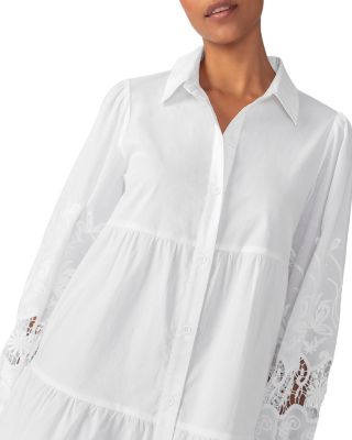 Sanctuary Eyelet Lace Sleeve Babydoll Shirt Dress | Bloomingdale's