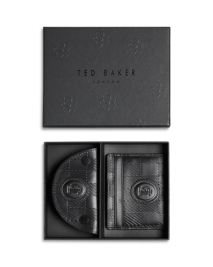 Ted Baker - Sharet Checked Leather Key & Card Holder Set
