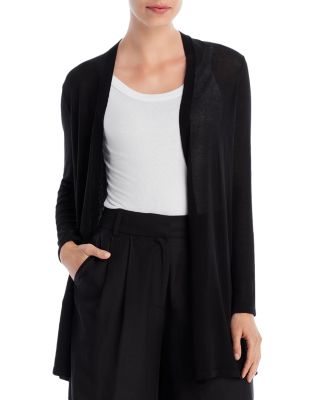Cardigan Ouvert Eileen Fisher Taille L - Bleu - Soie Et Lin - Manches Courtes - Occasion TB état