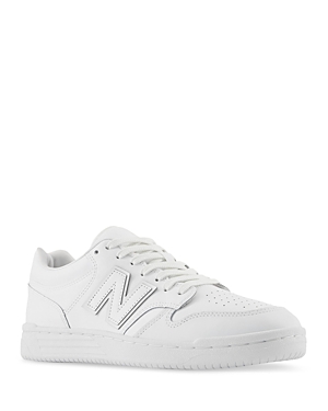 Shop New Balance Men's 480 Lace Up Sneakers In White