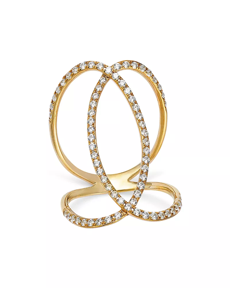 Bloomingdale's Fine Collection Diamond Crossover Ring in 14K Yellow Gold, 0.75 tcw
