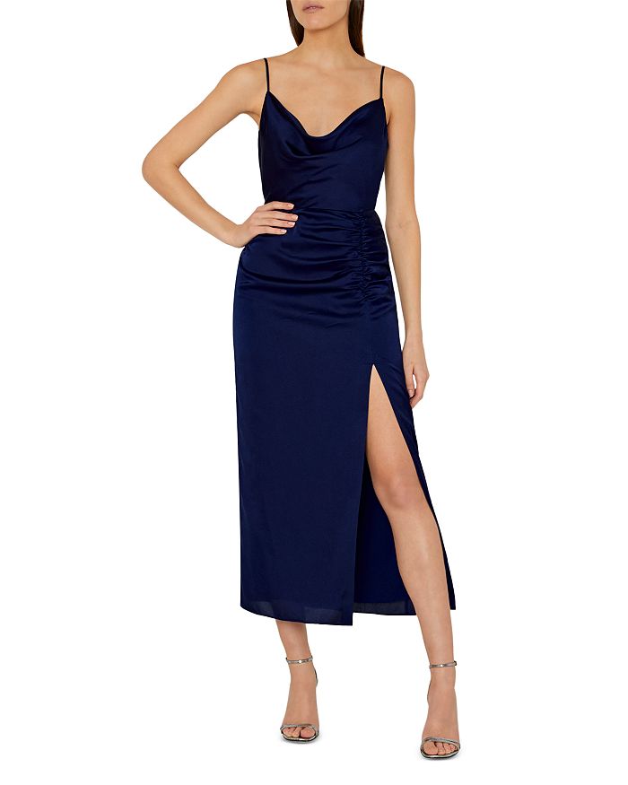 MILLY Lilliana Ruched Midi Slip Dress Bloomingdale's