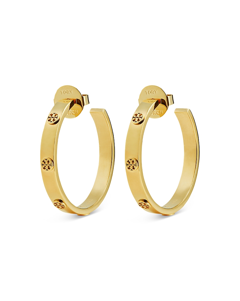 Tory Burch Miller Stud Hoop Earrings In Gold