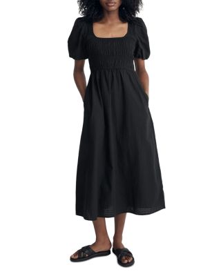 chinese dress ladies Madewell Women's Smocked-Waist Midi Dress in Seersucker, True Black, XXS at  Amazon Women's Clothing store