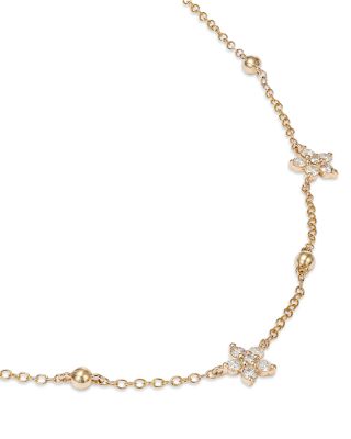 Diamond Starflower Station Necklace 14K Yellow Gold, 0.55 tcw 