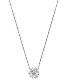 Bloomingdale's - Certified Diamond Flower Pendant Necklace in 14K White Gold featuring diamonds with the DeBeers Code of Origin, 0.75 ct. t.w. - 100% Exclusive
