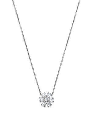 Bloomingdale's Certified Diamond Flower Pendant Necklace in 14K White Gold featuring diamonds with t