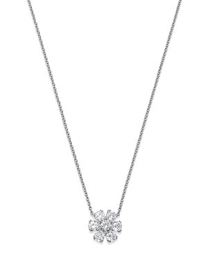 Bloomingdale's Certified Diamond Flower Pendant Necklace In 14k White Gold Featuring Diamonds With The Debeers Code In White