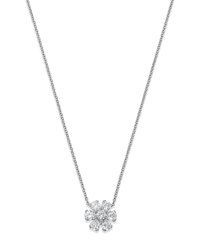 Bloomingdale's Fine Collection Certified Diamond Flower Pendant Necklace in 14K White Gold featuring diamonds with the DeBeers Code of Origin, 0.75 tcw