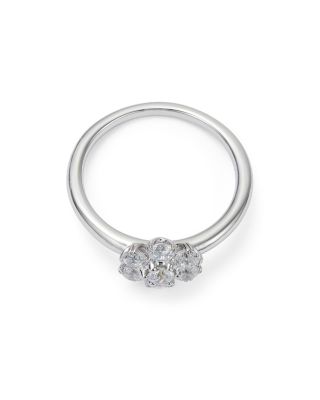 Certified Diamond Flower Ring in 14K White Gold featuring diamonds with the DeBeers Code of Origin, 0.75 tcw 