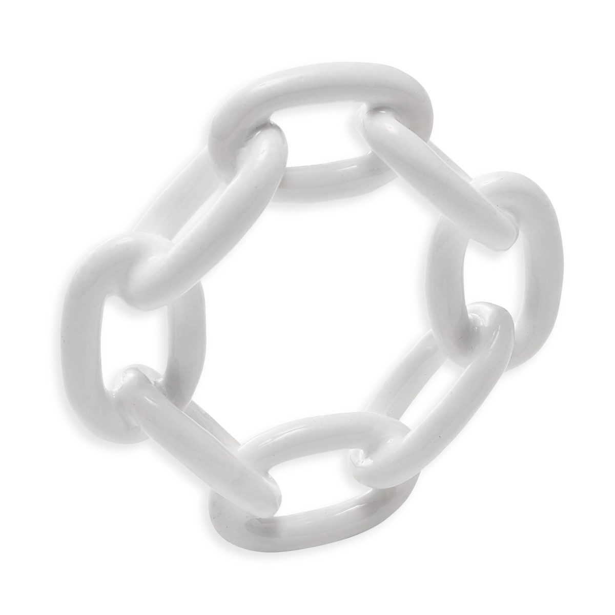 Kim Seybert Enamel Chain Link Napkin Ring in White