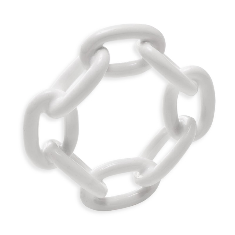 Kim Seybert Enamel Chain Link Napkin Ring in White