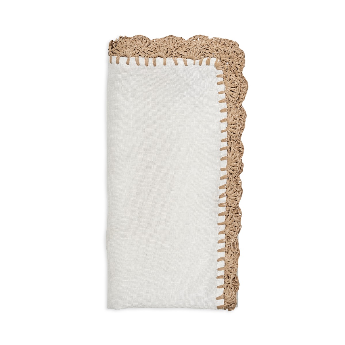 Kim Seybert Shell Edge Napkin in White & Natural in White/Natural