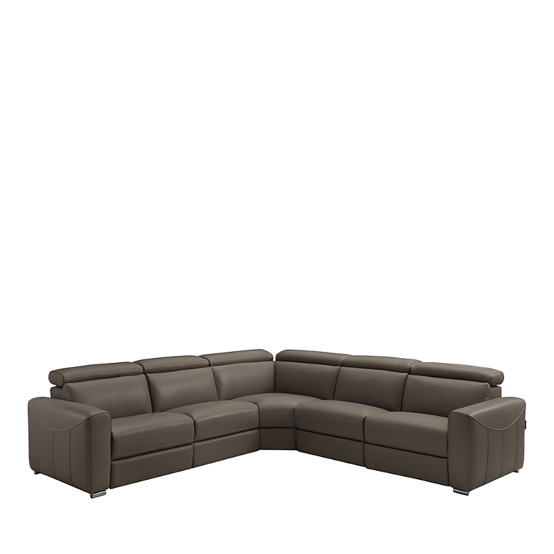 Chateau D'ax Gemma Reclining Leather Sectional Sofa In Dark Grey