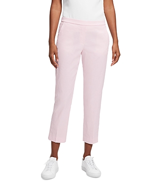 Theory Treeca Good Linen Cropped Pull-on Ankle Pants In Soft Pink