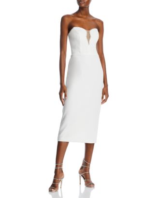 AQUA Rhinestone Embellished Strapless Crepe Midi Dress - 100% Exclusive ...