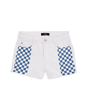 Aqua Girls' Checker Panel Denim Shorts - Big Kid - 100% Exclusive In Blue/white