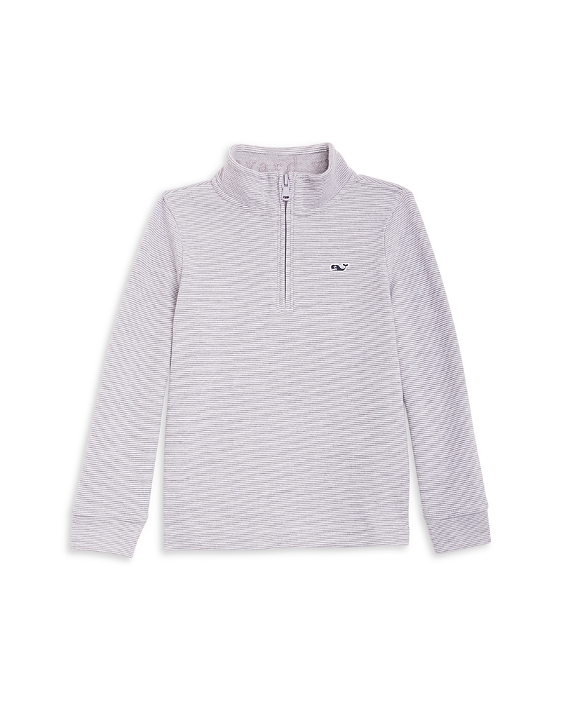 Vineyard Vines Boys' Saltwater Stripe Quarter Zip Mock Neck Sweatshirt - Big Kid In Granite