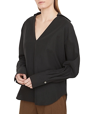 Vince Shaped V-neck Popover Top In Black