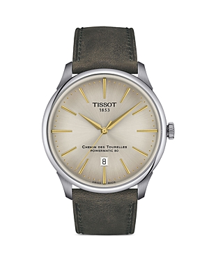 Shop Tissot Chemin Des Tourelles Powermatic 80 Watch, 42mm In Ivory/brown