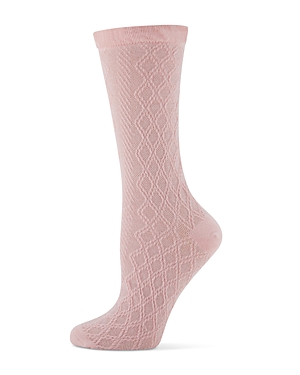 Sanctuary Metallic Diamond Pattern Crew Socks In Romance Pink