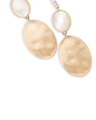 18K White & Yellow Gold Siviglia Mother of Pearl & Diamond Oval Drop Earrings