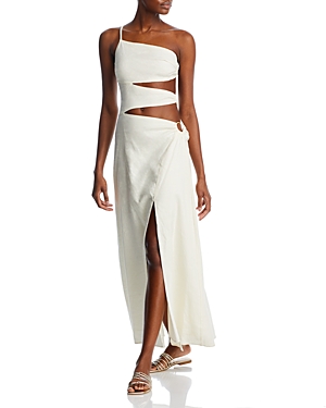 Shop Cult Gaia Cotton Blend Terese Cut Out Gown In Off White