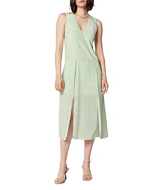 Shop Equipment Alice Alligator Print Silk Midi Dress In Natural White & Jadesheen