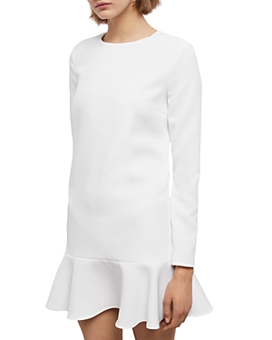 The Kooples Long Sleeve Ruffle Hem Dress In Whi01