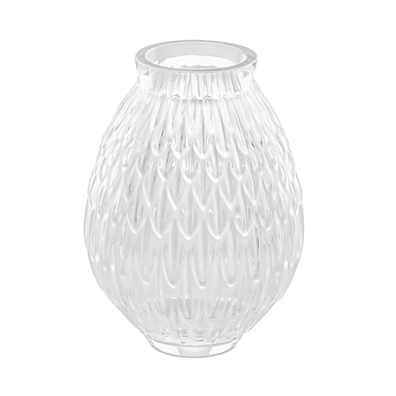 Lalique Plumes Vase In Clear, Small In Clear