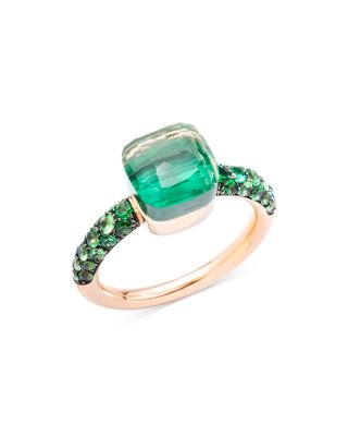 Pomellato - 18K Rose Gold Nudo Multi Green Stone Statement Ring