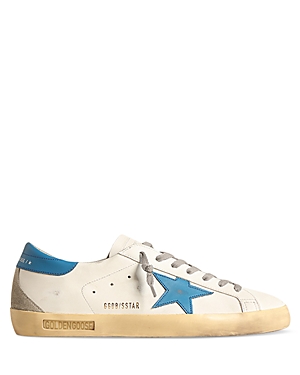 Shop Golden Goose Men's Super Star Lace Up Sneakers In White/light