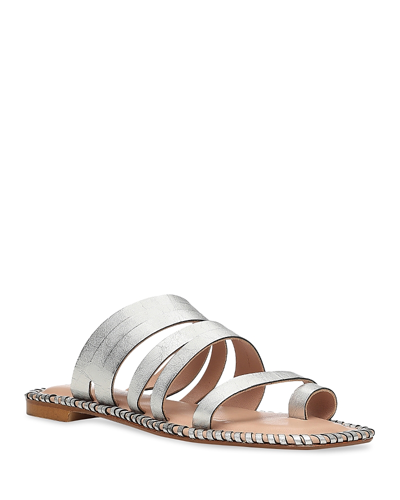 Donald Pliner Emmaline Croc Strappy Sandal In Silver