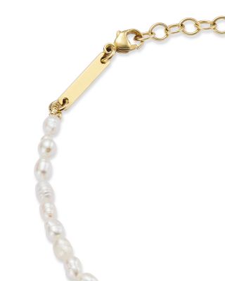 14k Yellow Gold Cultured Pearl Bead & Diamond Charm Bracelet