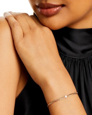 14K Yellow Gold Floating Diamond Small Curb Chain Bracelet