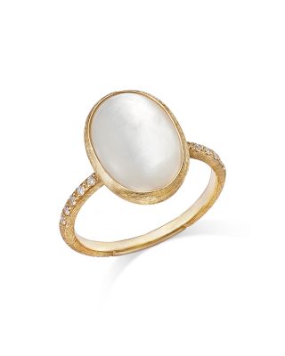 18K Yellow Gold Siviglia Mother of Pearl &amp; Diamond Ring