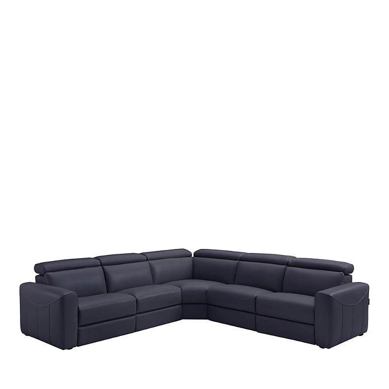 Chateau D'ax Gemma Reclining Leather Sectional Sofa In Medium Blue