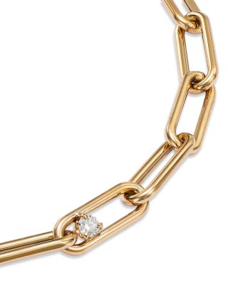 14K Yellow Gold Prong Diamonds Diamond Paperclip Link Bracelet