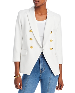 Shop Veronica Beard Empire Dickey Double Breasted Jacket In White