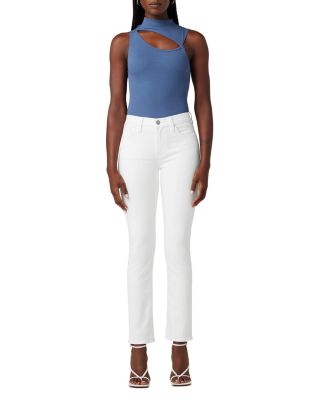Nico Mid Rise Straight Ankle Jeans in White
