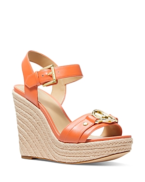 Michael Michael Kors Women's Rory Ankle Strap Espadrille Platform Wedge Sandals In Apricot