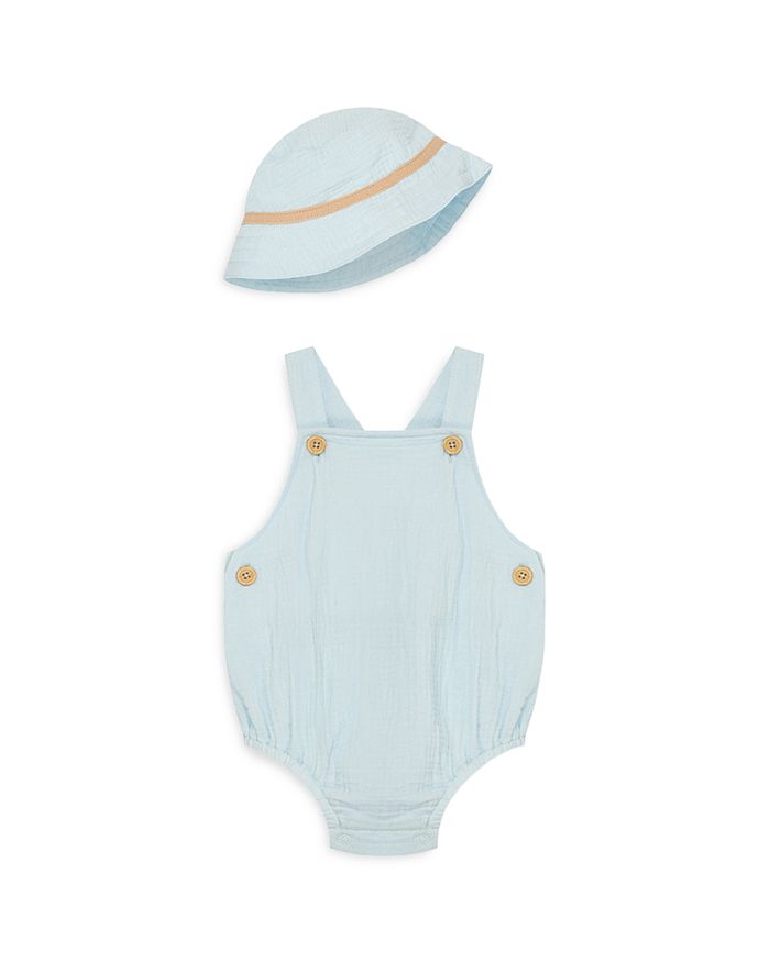 Little Me Boys Cotton Gauze Bubble Overalls Hat Set Baby