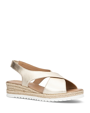 Aquatalia Adelina Metallic Crisscross Slingback Espadrilles In Platinum