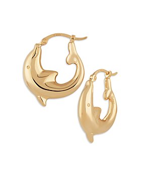 Bloomingdale's - 14K Gold Small Dolphin Hoop Earrings - 100% Exclusive