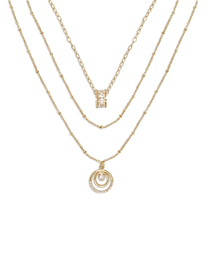 Shop Ettika Circles Of Crystal Dainty Layered Necklace Set In Gold