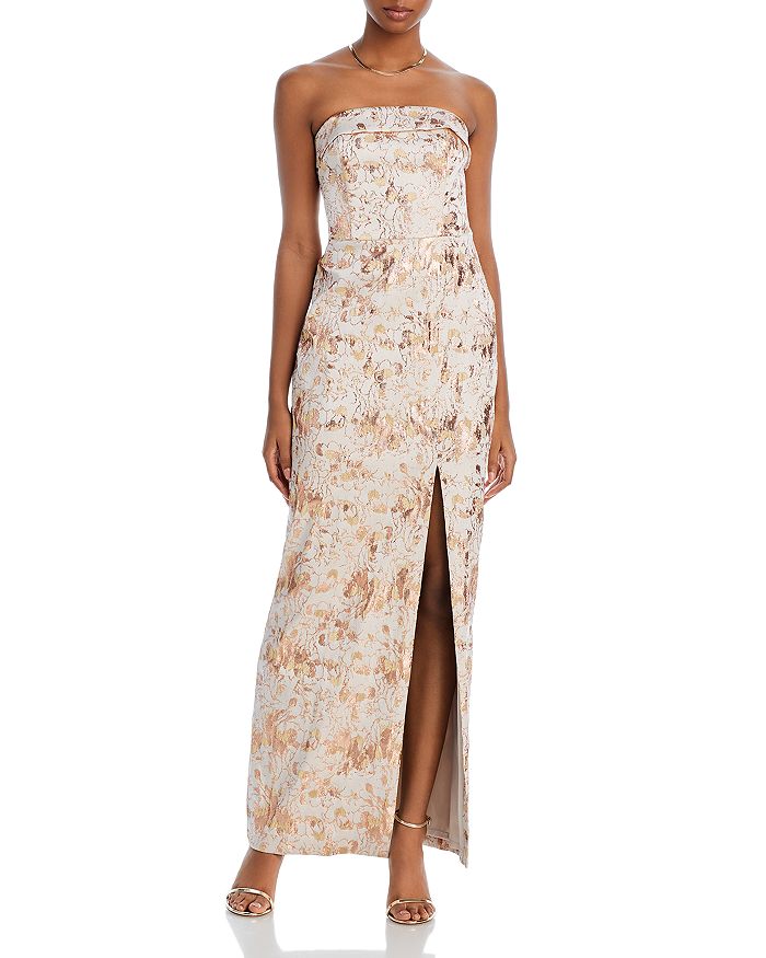 Aidan Mattox Strapless Bow Back Brocade Gown | Bloomingdale's