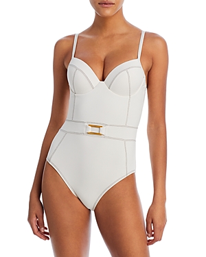 Bleu Rod Beattie Bleu By Rod Beattie Belted One Piece Swimsuit In Coconut Water