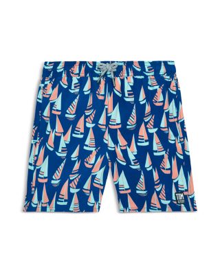TOM & TEDDY - Boys' Sailboat Print Swim Trunks - Little Kid, Big Kid