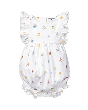 Petite Plume Birthday Print Ruffle Romper In White