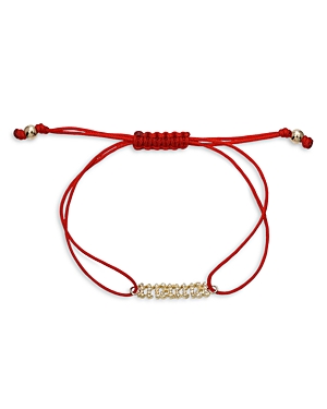 Shop Zoe Lev 14k Gold Polished Diamond Mama Fortune Red String Bolo Bracelet In Red/gold